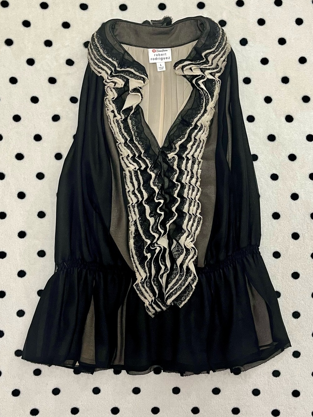 Robert Rodriguez for Target + Neiman Marcus Lace Ruffle Blouse Size L